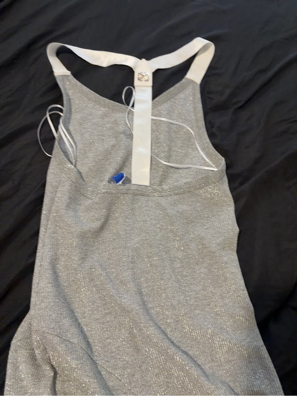 Off-White Silver Metallic Ribbed Tank - Picture 2 of 5